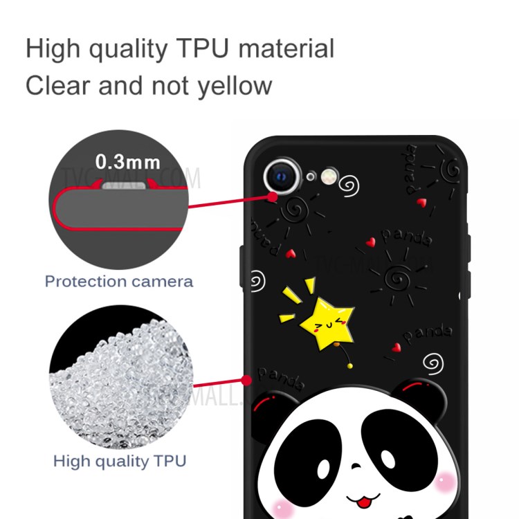Matte Pattern Printing TPU Shell Case for iPhone SE (2nd Generation)/8/7 - Panda-2