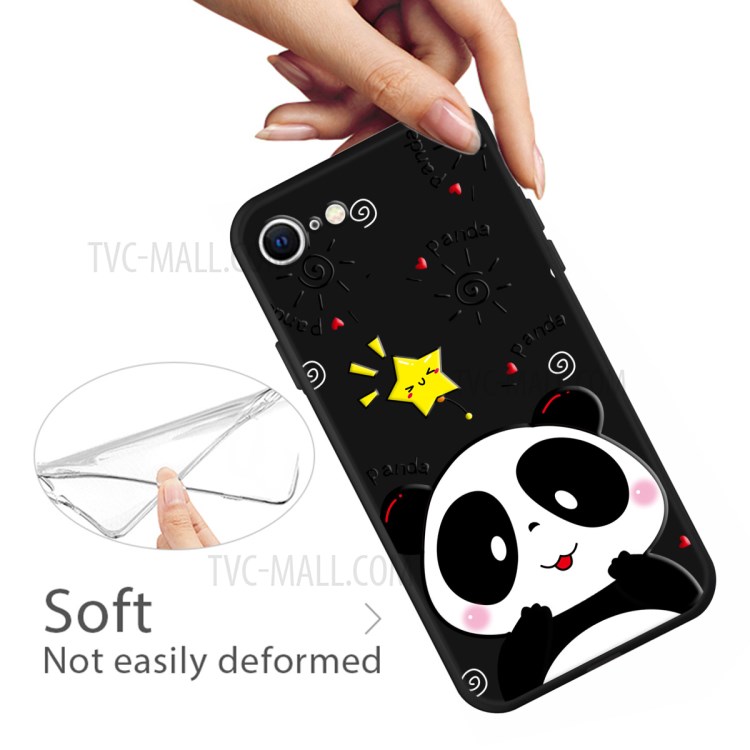 Matte Pattern Printing TPU Shell Case for iPhone SE (2nd Generation)/8/7 - Panda-3