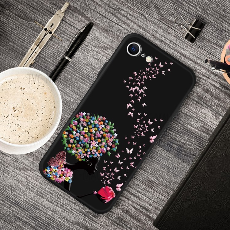 Matte Pattern Printing TPU Shell Case for iPhone SE (2nd Generation)/8/7 - Butterfly and Flower-5