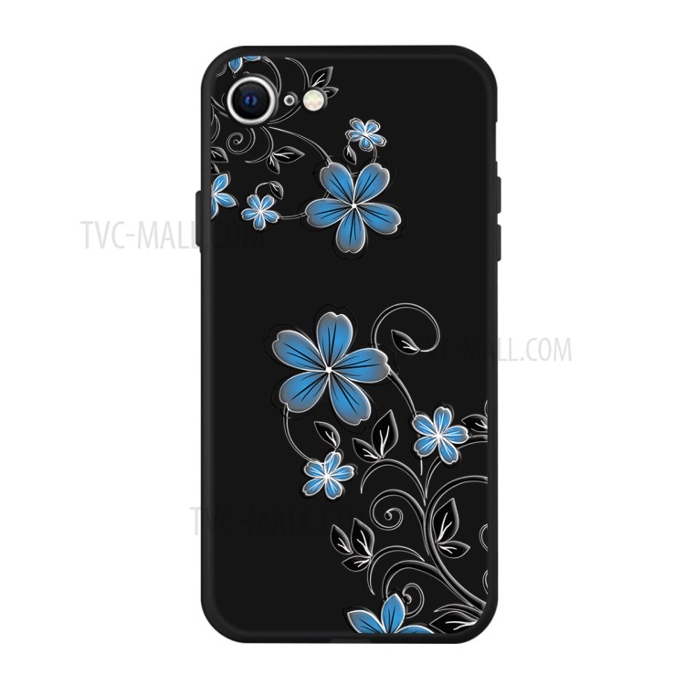 Funda De Concha De TPU De Impresión Del Patrón Mate Para IPhone SE (2ª Generación) / 8/7 - Flor Azul