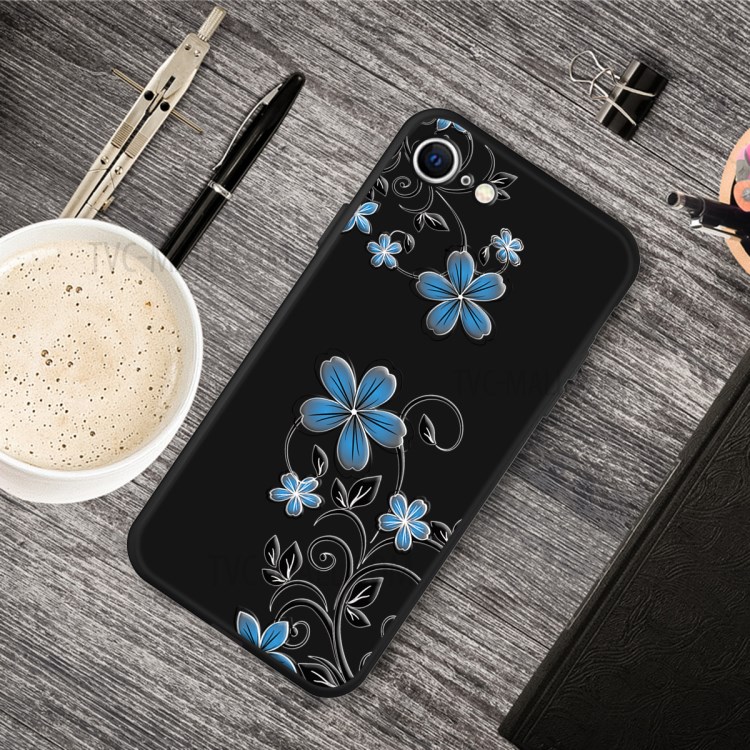 Matte Padrão Impressão TPU Shell Case Para IPhone SE (2ª Geração) / 8/7 - Flor-azul