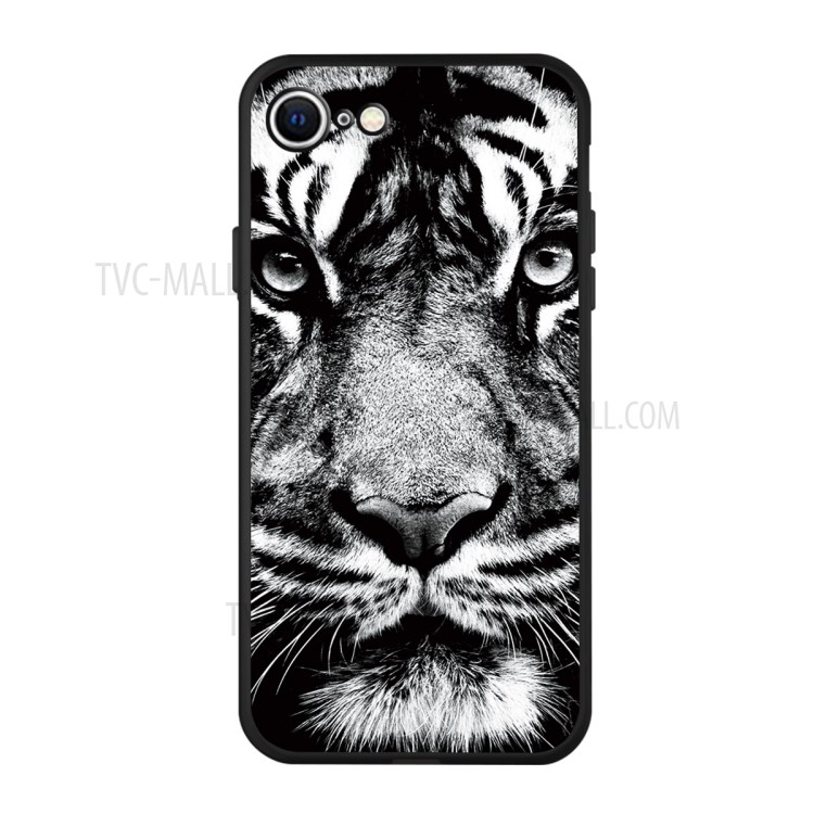 Matte Pattern Printing TPU Shell Case for iPhone SE (2nd Generation)/8/7 - Tiger-1