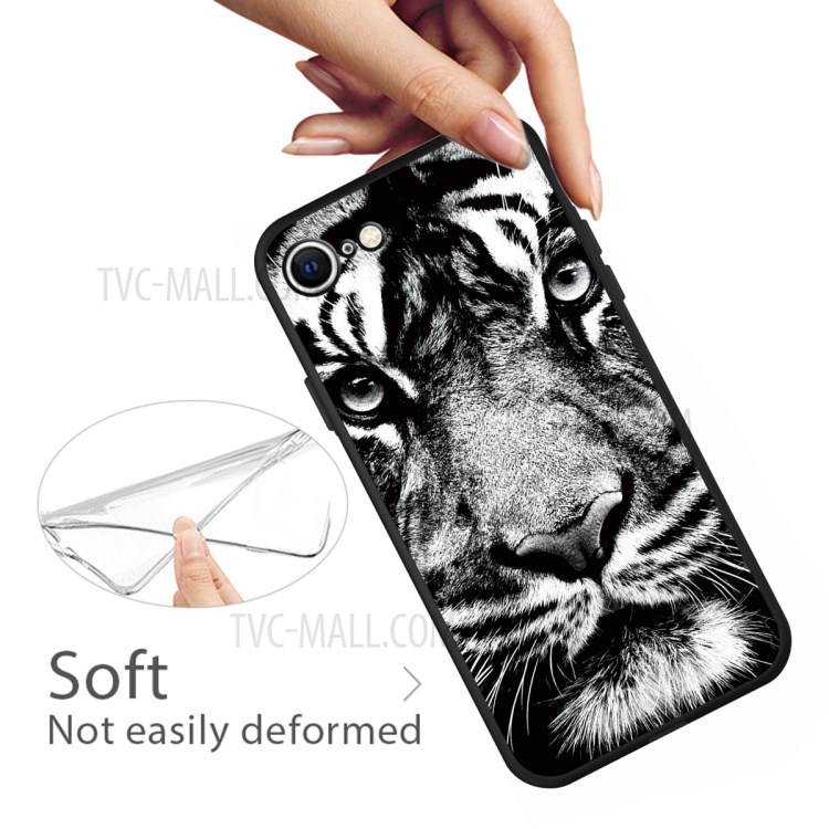 Matte Pattern Printing TPU Shell Case for iPhone SE (2nd Generation)/8/7 - Tiger-3