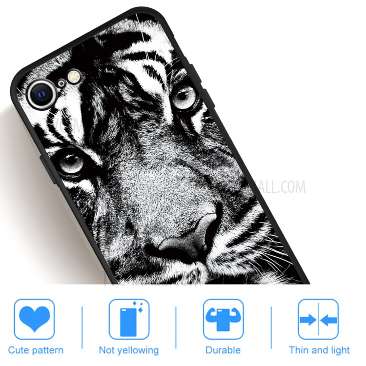 Matte Pattern Printing TPU Shell Case for iPhone SE (2nd Generation)/8/7 - Tiger-4