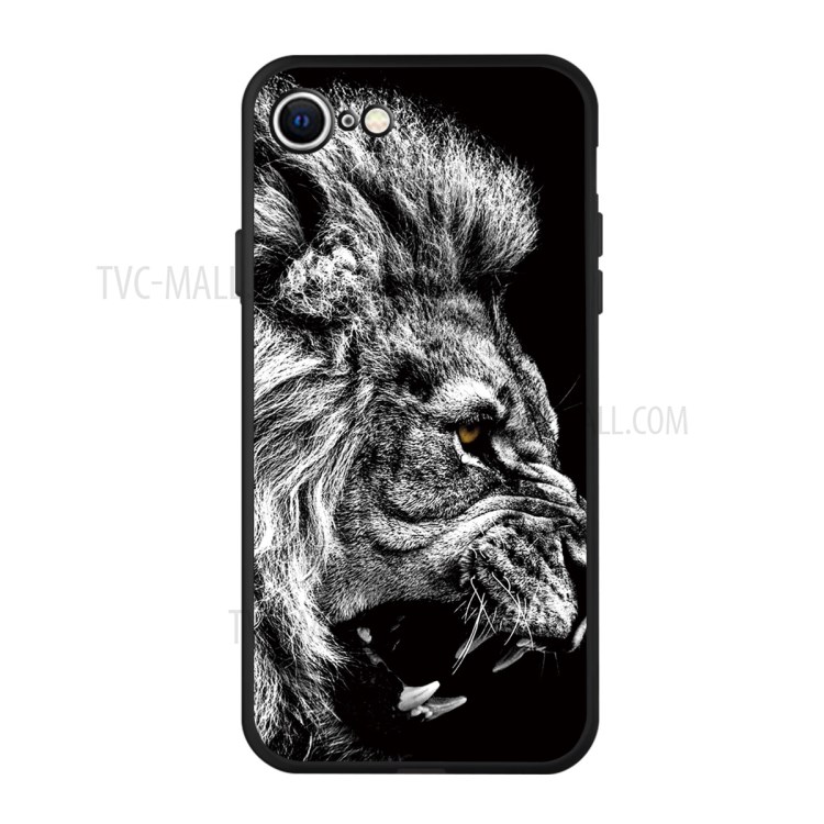 Matte Pattern Printing TPU Shell Case for iPhone SE (2nd Generation)/8/7 - Lion-1