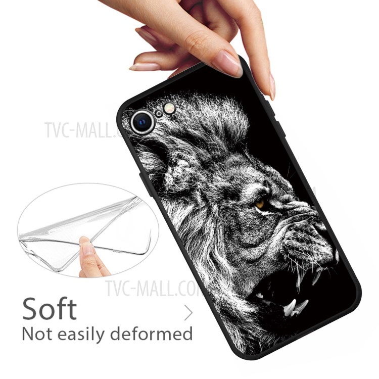 Matte Pattern Printing TPU Shell Case for iPhone SE (2nd Generation)/8/7 - Lion-3
