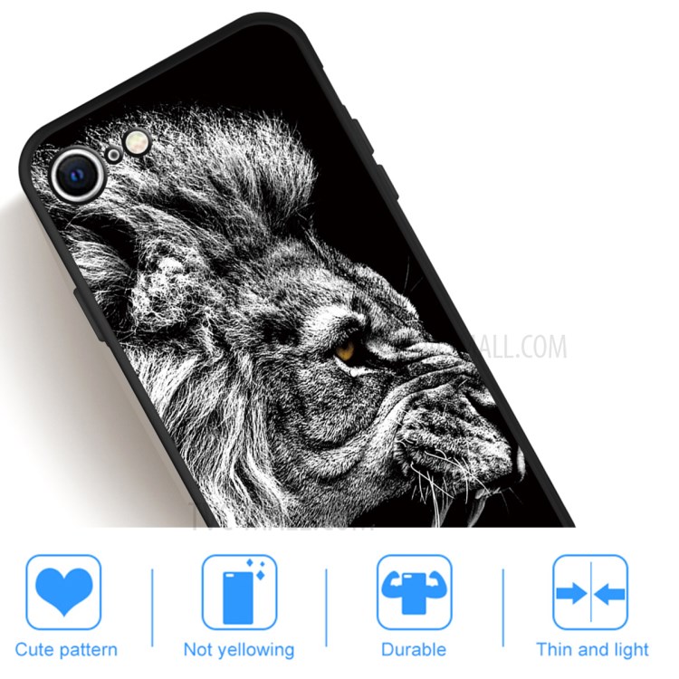 Matte Pattern Printing TPU Shell Case for iPhone SE (2nd Generation)/8/7 - Lion-4