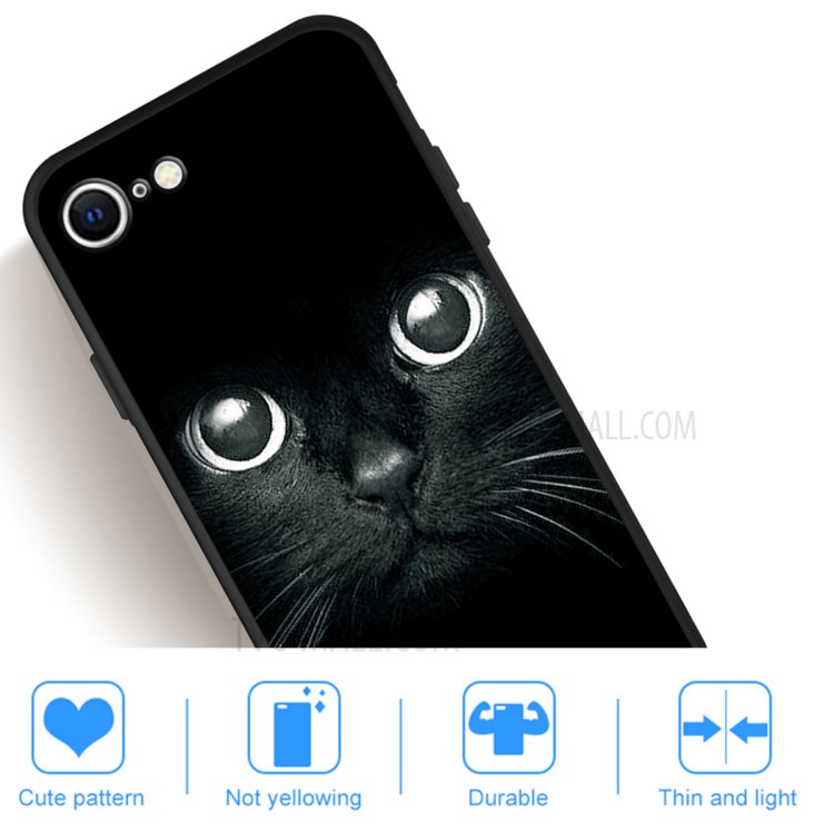 Matte Musterdrucktpu -shell -hülle Für Iphone SE (2022)/SE (2020)/8/7 - Katze