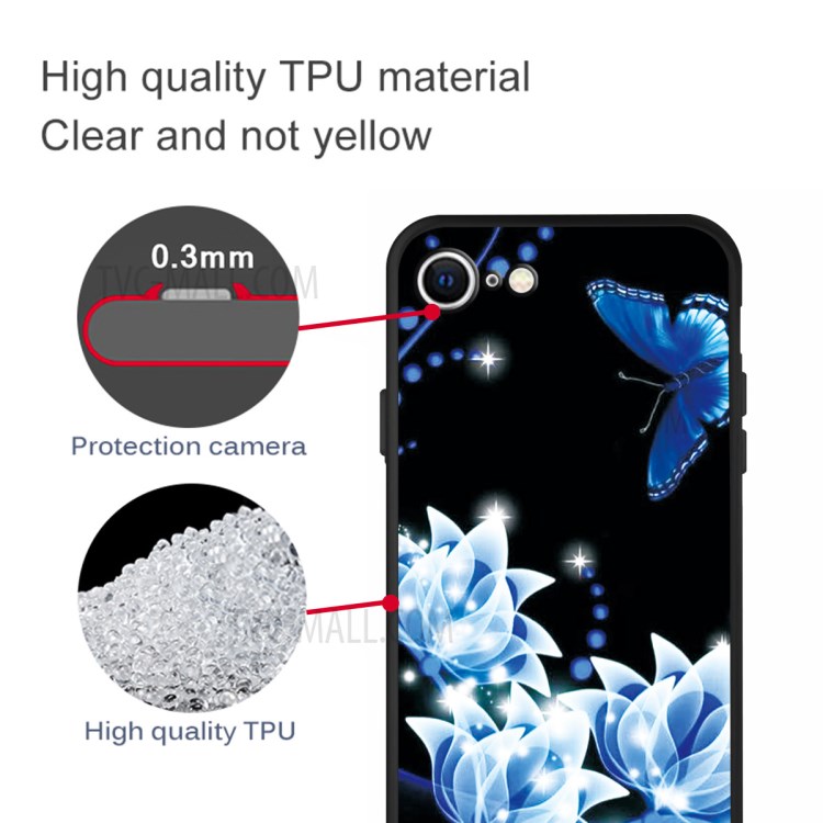 Matte Pattern Printing TPU Shell Case for iPhone SE (2nd Generation)/8/7 - White Flower-2