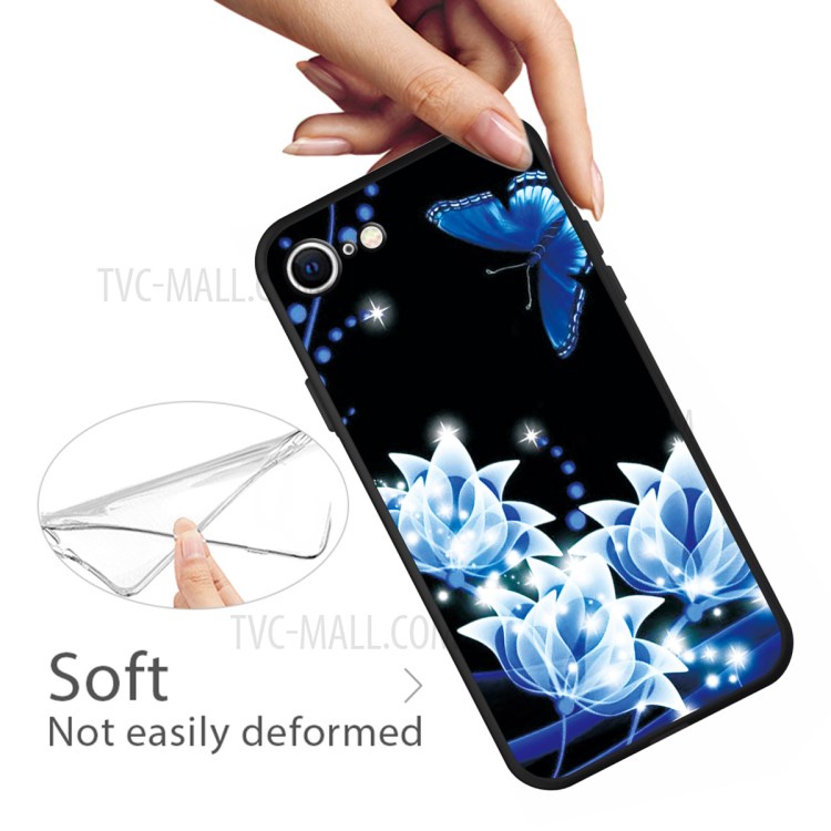 Matte Pattern Printing TPU Shell Case for iPhone SE (2nd Generation)/8/7 - White Flower-3