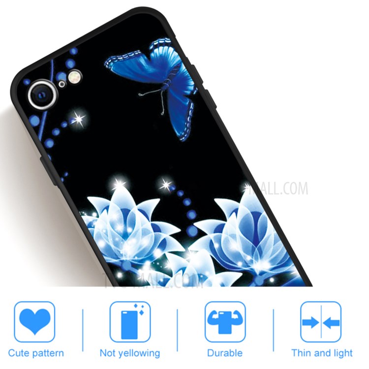 Matte Pattern Printing TPU Shell Case for iPhone SE (2nd Generation)/8/7 - White Flower-4