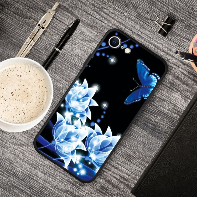 Matte Pattern Printing TPU Shell Case for iPhone SE (2nd Generation)/8/7 - White Flower-5