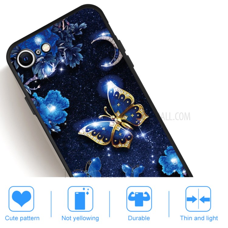 Matte Pattern Printing TPU Shell Case for iPhone SE (2nd Generation)/8/7 - Blue Butterflies-4