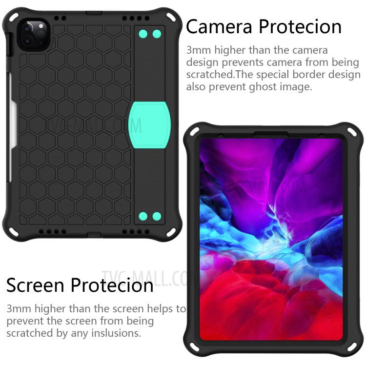 Honeycomb Texture EVA Tablet Hybrid Tablet Case for iPad Pro 11-inch (2020)/(2018) - Black/Cyan-2