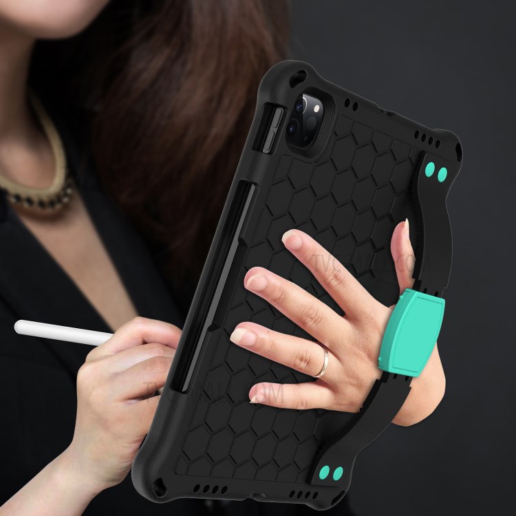 Honeycomb Texture EVA Tablet Hybrid Tablet Case for iPad Pro 11-inch (2020)/(2018) - Black/Cyan-4