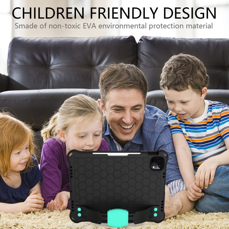 Honeycomb Texture EVA Tablet Hybrid Tablet Case for iPad Pro 11-inch (2020)/(2018) - Black/Cyan-5