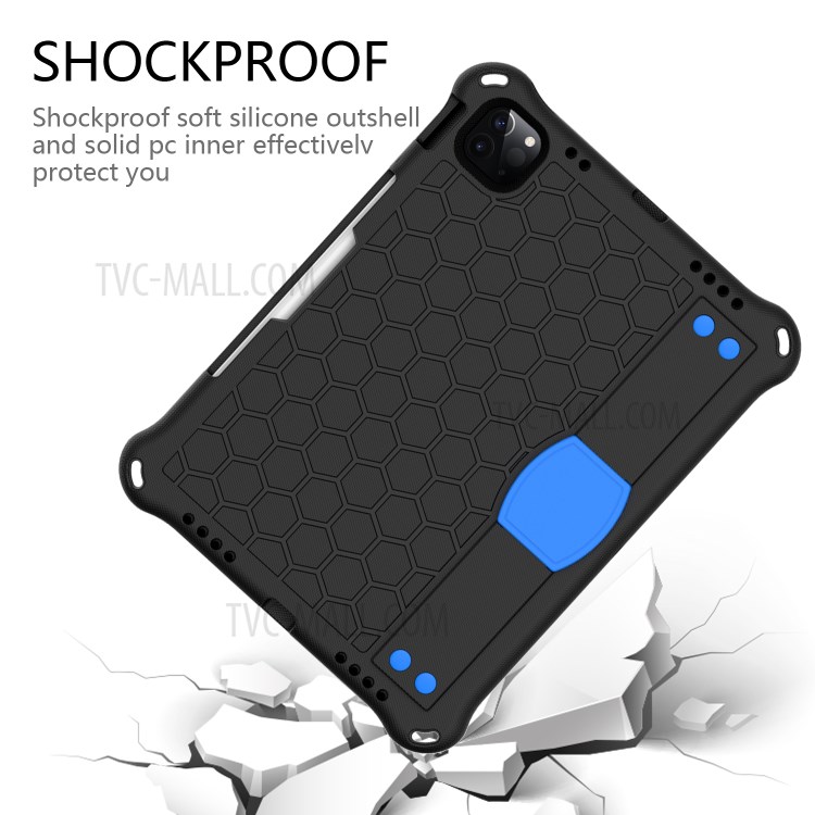 Honeycomb Texture EVA Tablet Hybrid Tablet Case for iPad Pro 11-inch (2020)/(2018) - Black/Blue-3
