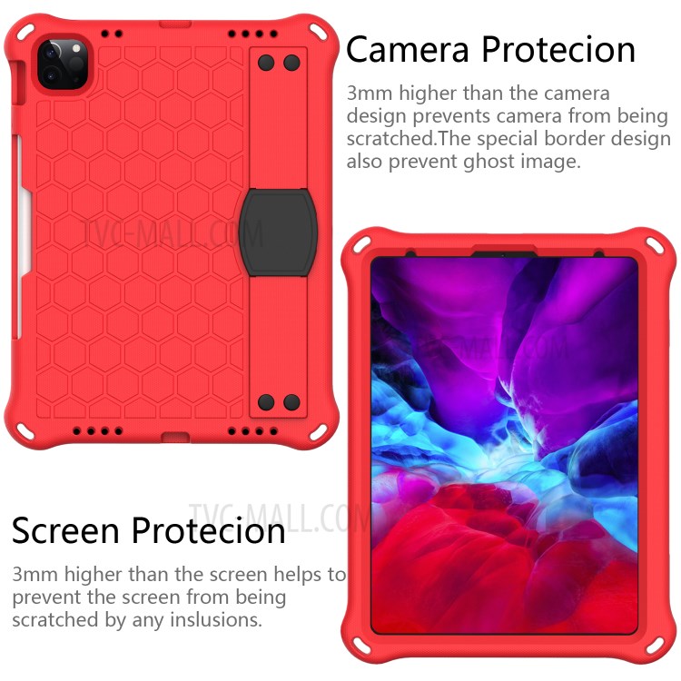 Honeycomb Texture EVA Tablet Hybrid Tablet Case for iPad Pro 11-inch (2020)/(2018) - Red/Black-2