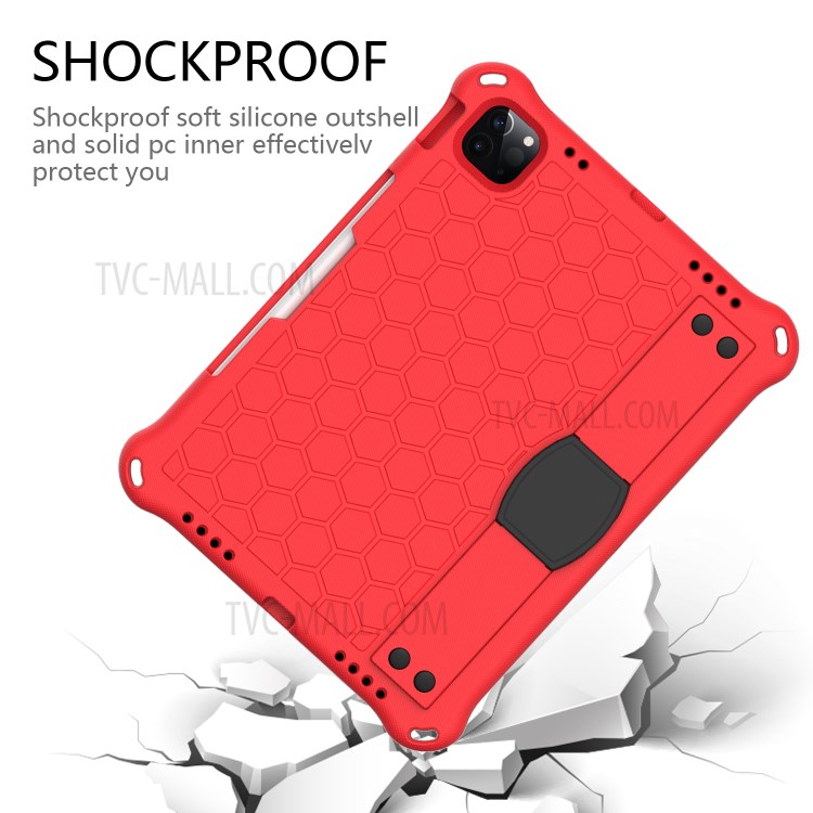 Honeycomb Texture EVA Tablet Hybrid Tablet Case for iPad Pro 11-inch (2020)/(2018) - Red/Black-3