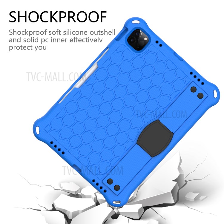 Honeycomb Texture EVA Tablet Hybrid Tablet Case for iPad Pro 11-inch (2020)/(2018) - Blue/Black-3