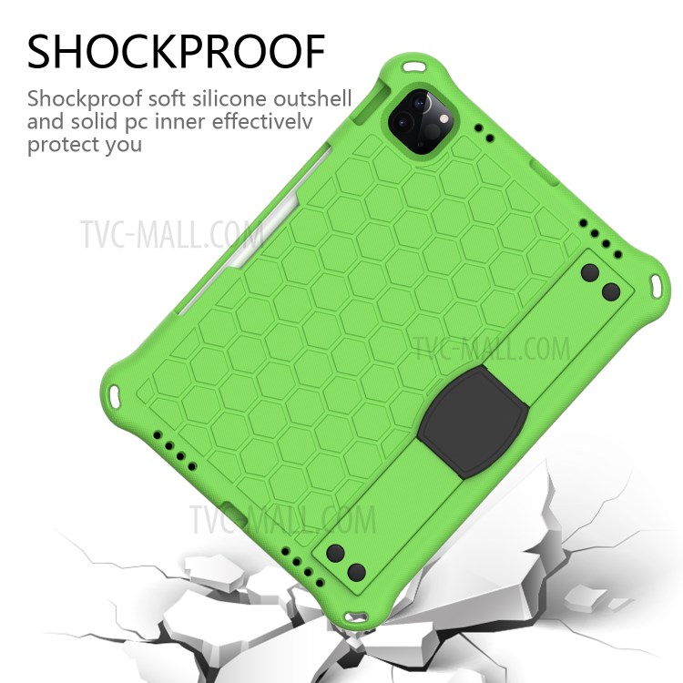 Honeycomb Texture EVA Tablet Hybrid Tablet Case for iPad Pro 11-inch (2020)/(2018) - Green/Black-3