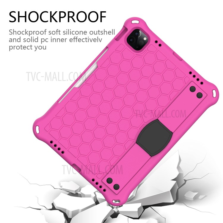Honeycomb Texture EVA Tablet Hybrid Tablet Case for iPad Pro 11-inch (2020)/(2018) - Rose/Black-3