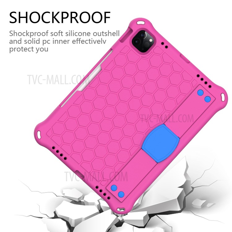 Honeycomb Texture EVA Tablet Hybrid Tablet Case for iPad Pro 11-inch (2020)/(2018) - Rose/Blue-3