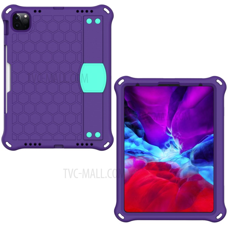 Honeycomb Texture EVA Tablet Hybrid Tablet Case for iPad Pro 11-inch (2020)/(2018) - Purple/Cyan-1