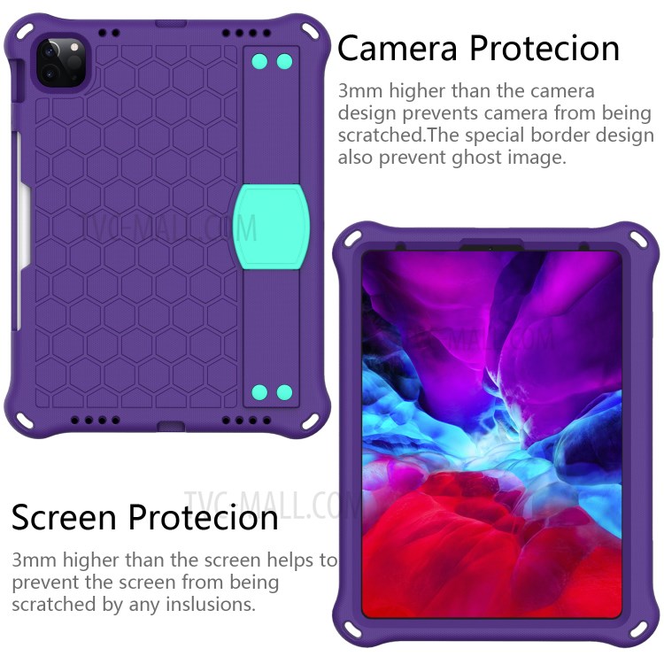 Honeycomb Texture EVA Tablet Hybrid Tablet Case for iPad Pro 11-inch (2020)/(2018) - Purple/Cyan-2