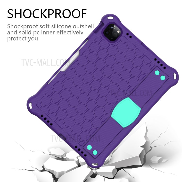 Honeycomb Texture EVA Tablet Hybrid Tablet Case for iPad Pro 11-inch (2020)/(2018) - Purple/Cyan-3