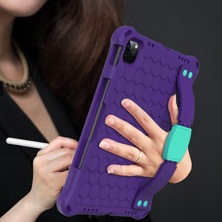 Honeycomb Texture EVA Tablet Hybrid Tablet Case for iPad Pro 11-inch (2020)/(2018) - Purple/Cyan-4