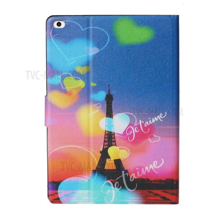 Characteristic Patterned Leather Stand Tablet Cover for iPad Air 2/(2013)/iPad 9.7-inch (2017)/(2018) - Tower/Hearts-3