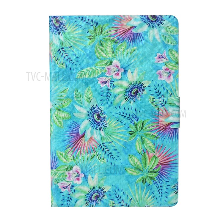 Characteristic Patterned Leather Stand Tablet Cover for iPad Air 2/(2013)/iPad 9.7-inch (2017)/(2018) - Flower/Leaf-2