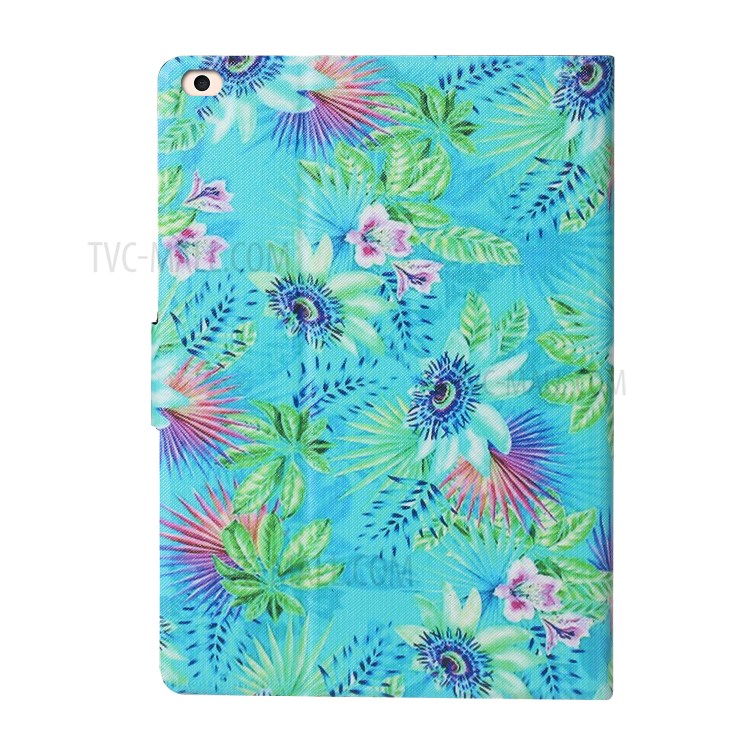 Characteristic Patterned Leather Stand Tablet Cover for iPad Air 2/(2013)/iPad 9.7-inch (2017)/(2018) - Flower/Leaf-3