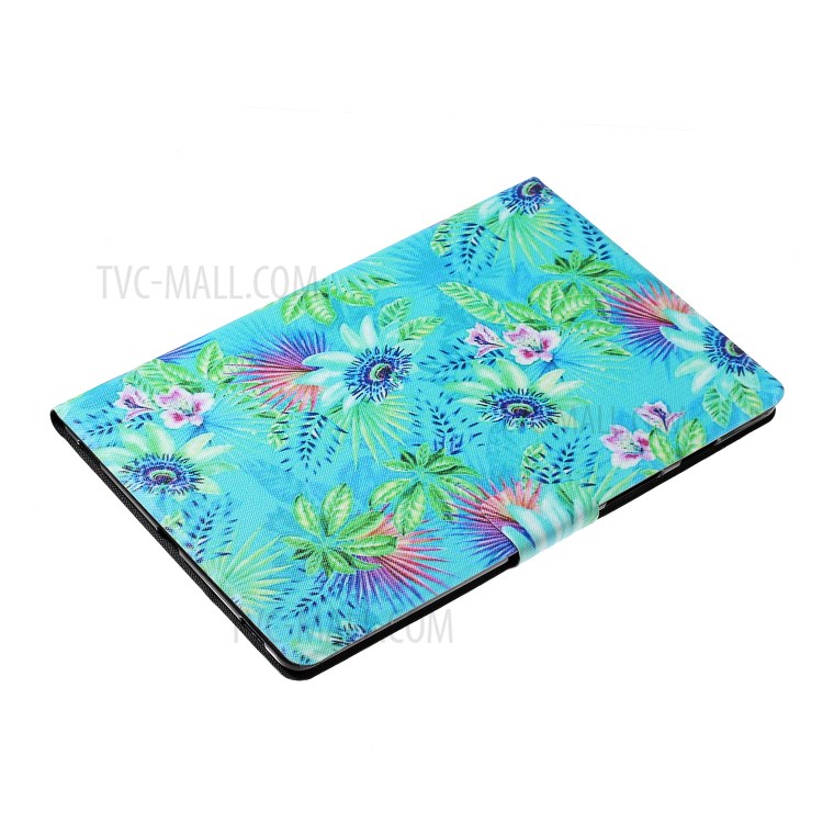 Characteristic Patterned Leather Stand Tablet Cover for iPad Air 2/(2013)/iPad 9.7-inch (2017)/(2018) - Flower/Leaf-4