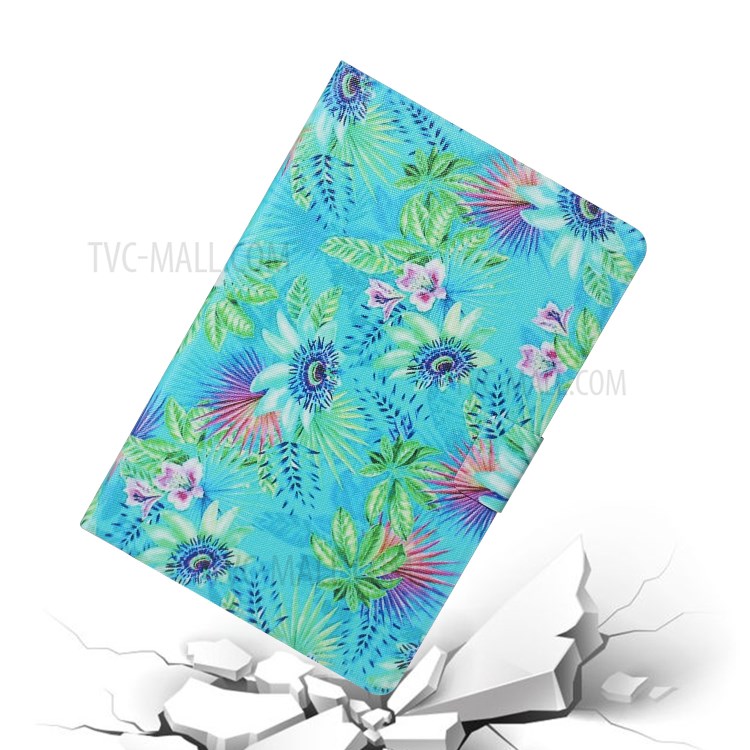 Characteristic Patterned Leather Stand Tablet Cover for iPad Air 2/(2013)/iPad 9.7-inch (2017)/(2018) - Flower/Leaf-5