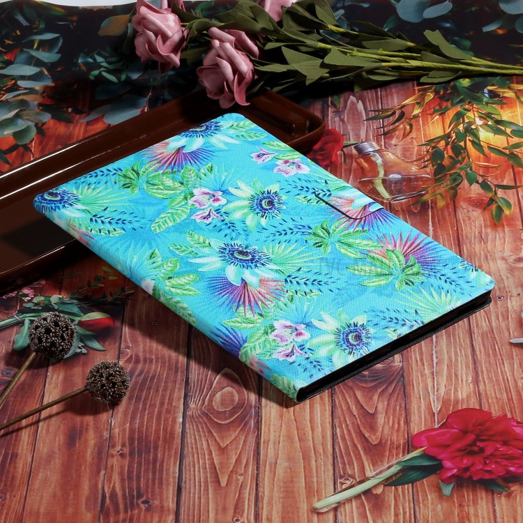 Characteristic Patterned Leather Stand Tablet Cover for iPad Air 2/(2013)/iPad 9.7-inch (2017)/(2018) - Flower/Leaf-6