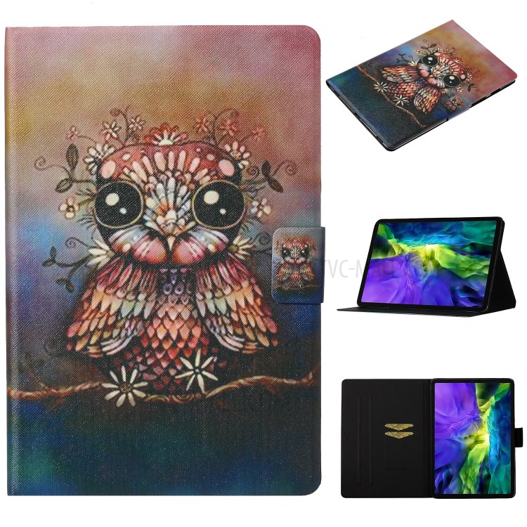 Pattern Printing Card Slots Flip Leather Tablet Cover for iPad Pro 11-inch (2020)/(2018) - Owl-1