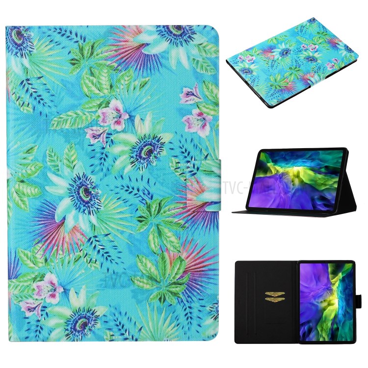 Pattern Printing Card Slots Flip Leather Tablet Cover for iPad Pro 11-inch (2020)/(2018) - Flowers-1