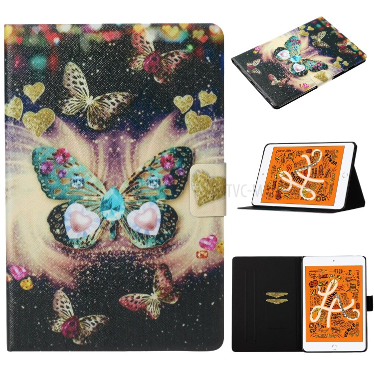 Pattern Printing Card Slots Flip Leather Tablet Shell for iPad Mini (2019) 7.9 inch/Mini 4/Mini 3/Mini 2/Mini - Butterflies-1