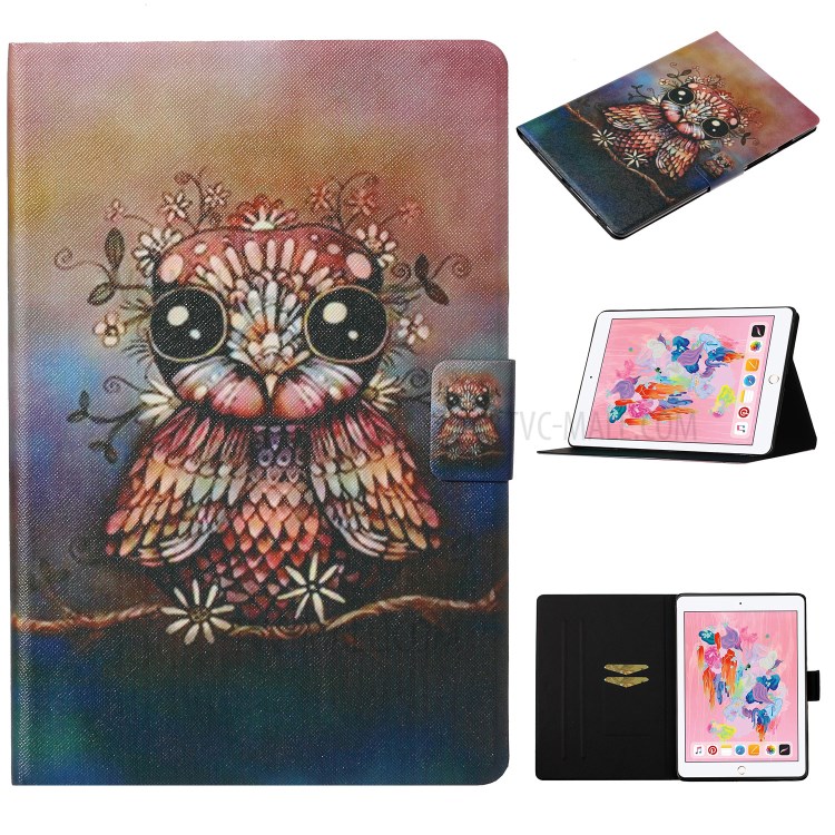 Pattern Printing Card Slots Flip Leather Tablet Cover for iPad Air 10.5 inch (2019)/iPad 10.2 (2019) - Owl-1
