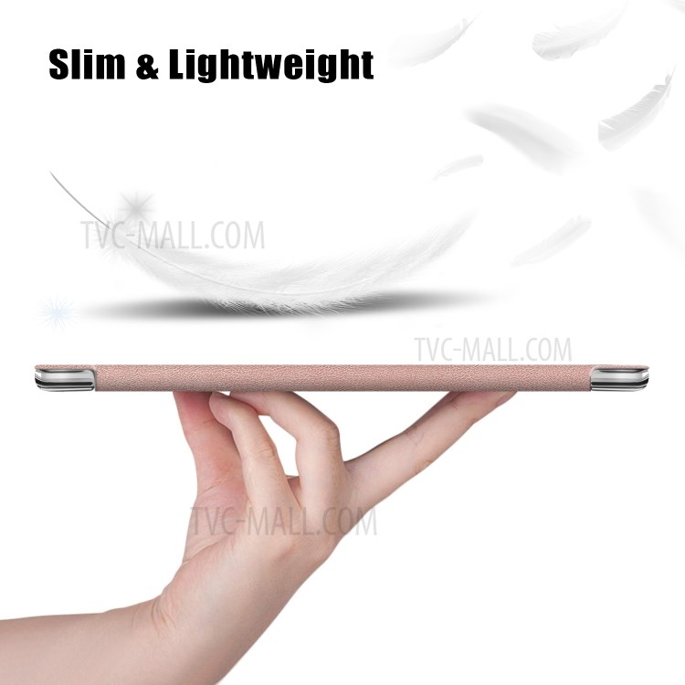 Litchi Skin PU Leather Tri-fold Stand Tablet Cover for iPad Pro 12.9-inch (2020) - Rose Gold-3
