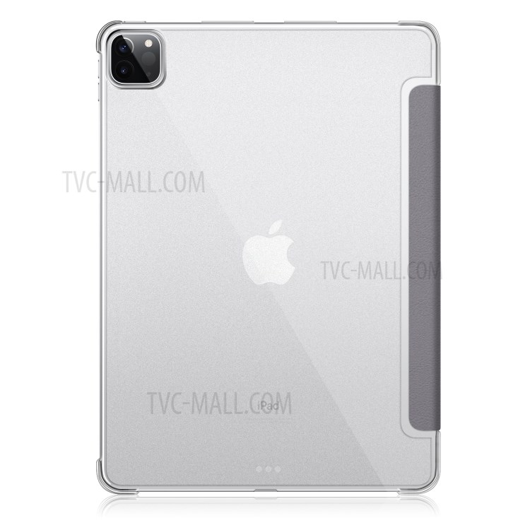 Litchi Skin PU Leather Tri-fold Stand Tablet Cover for iPad Pro 12.9-inch (2020) - Grey-7