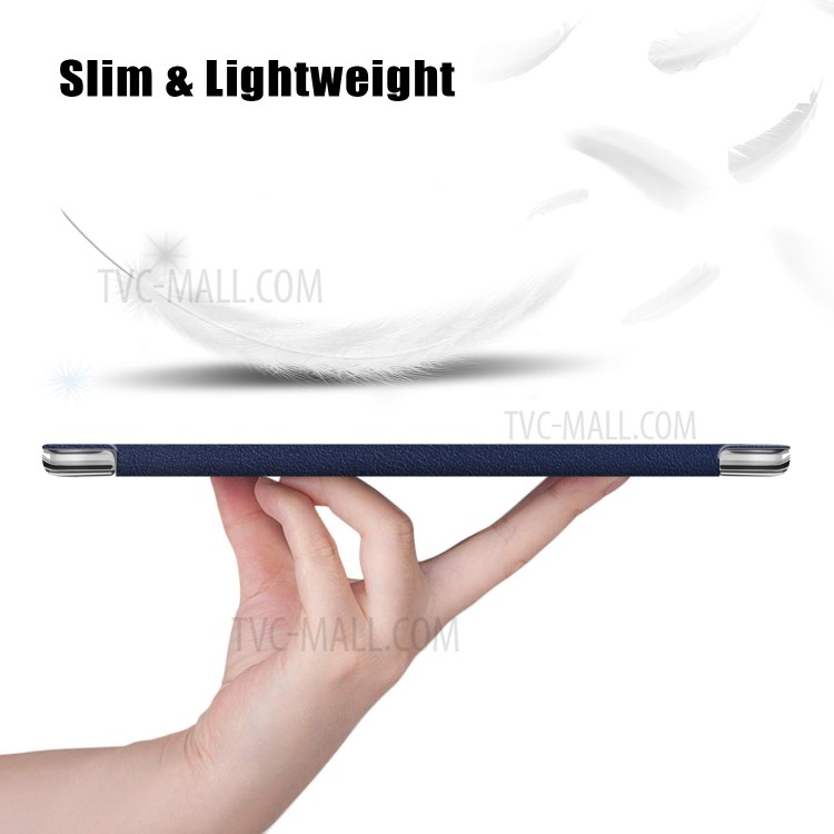 Litchi Skin PU Leather Tri-fold Stand Tablet Cover for iPad Pro 12.9-inch (2020) - Blue-3