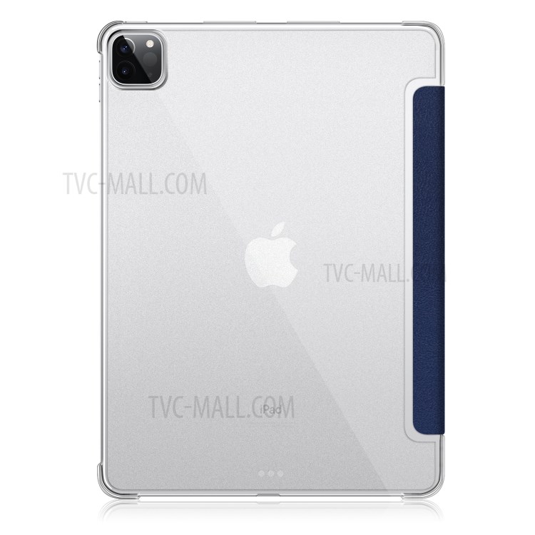 Litchi Skin PU Leather Tri-fold Stand Tablet Cover for iPad Pro 12.9-inch (2020) - Blue-7