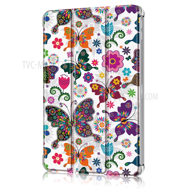 Pattern Printing Tri-fold Stand Leather Auto Wake/Sleep Tablet Case for iPad Pro 12.9-inch (2020)/(2018) - Butterfly and Flower-8