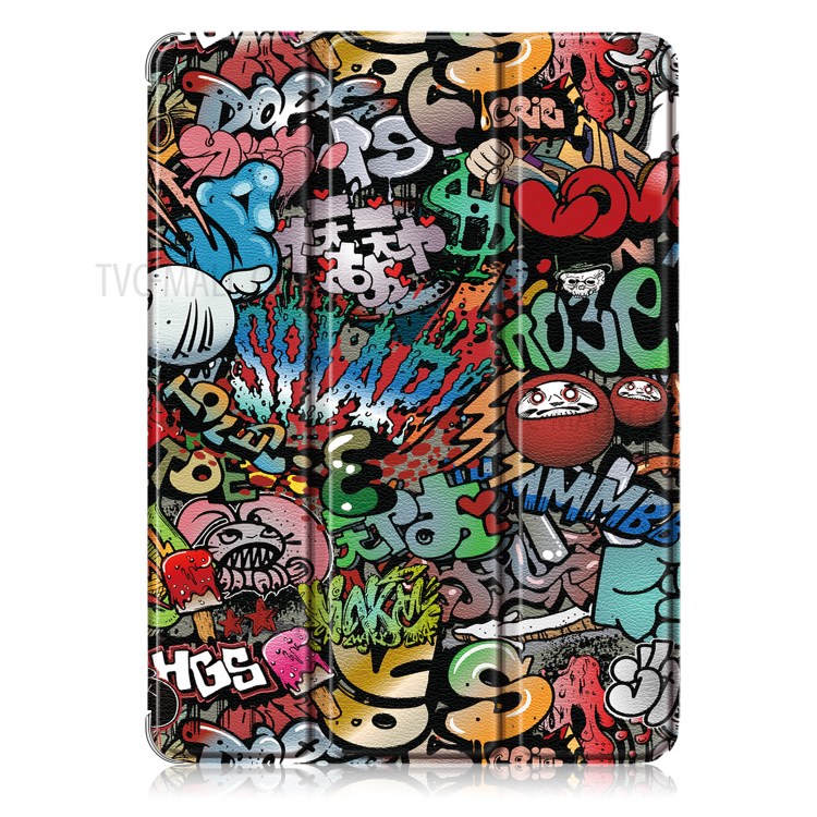Pattern Printing Tri-fold Stand Leather Auto Wake/Sleep Tablet Case for iPad Pro 12.9-inch (2020)/(2018) - Cartoon Graffiti-6