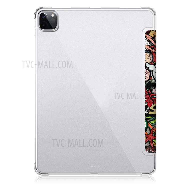 Pattern Printing Tri-fold Stand Leather Auto Wake/Sleep Tablet Case for iPad Pro 12.9-inch (2020)/(2018) - Cartoon Graffiti-7