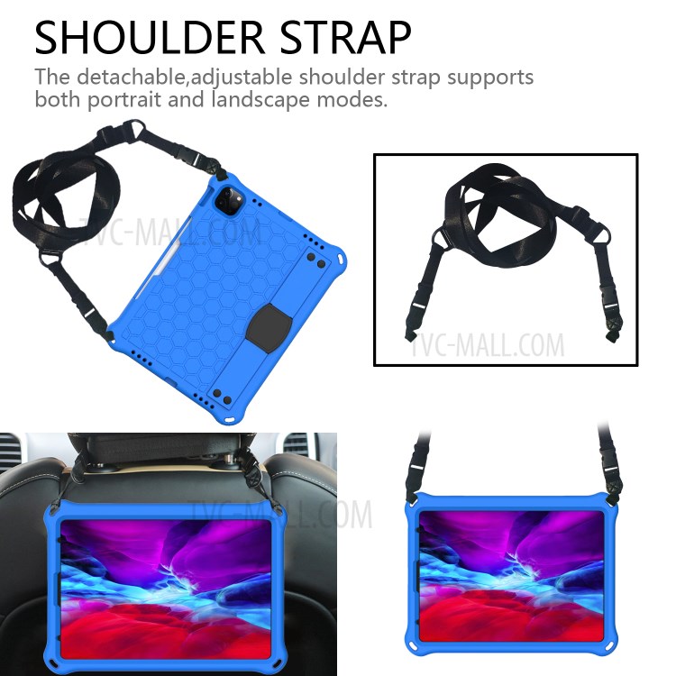 Honeycomb Skin EVA Tablet Case with Shoulder Strap for iPad Pro 11-inch (2020)/(2018) - Blue / Black-2