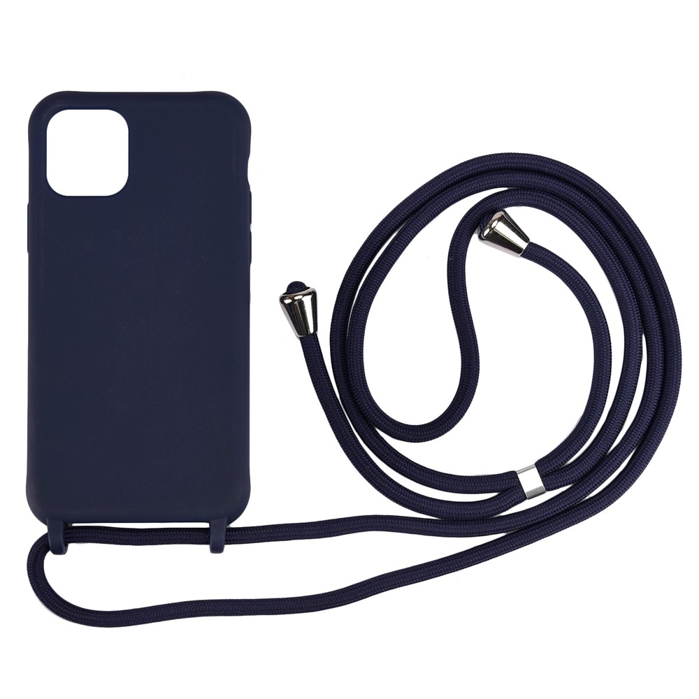 Soft TPU Case Phone Case with Multi-function Strap for iPhone 11 6.1-inch - Dark Blue-1